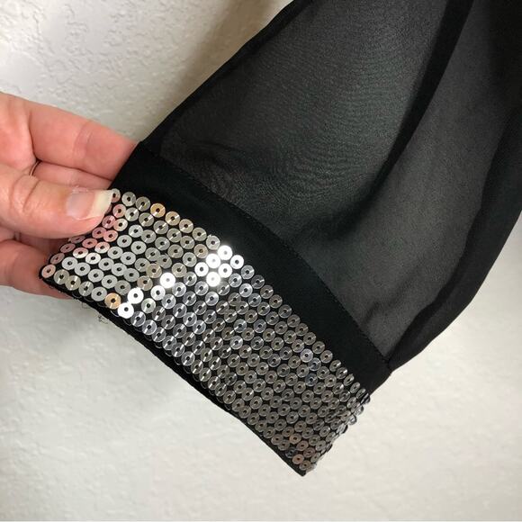 Soft Surroundings black sheer open front sequin sleeve cuff size Medium NWOT - Picture 5 of 14